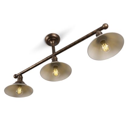 BRILAGI - Rúdra szerelt csillár FORGE 3xE27/60W/230V patinás/rézszínű