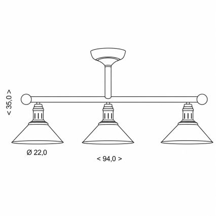 BRILAGI - Rúdra szerelt csillár FORGE 3xE27/60W/230V patinás/rézszínű