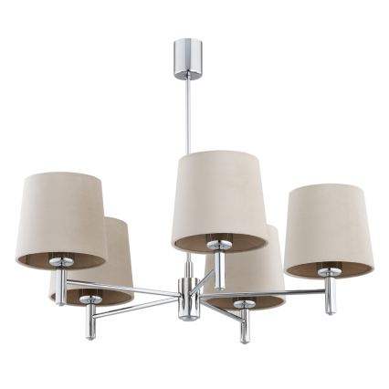 Brilagi - rúdra szerelt csillár MONTE 5xE27/60W/230V bézs/fényes króm