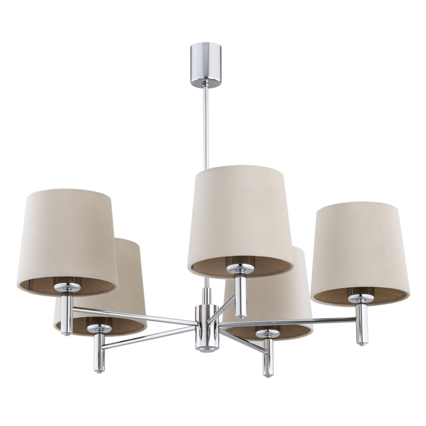 Brilagi - rúdra szerelt csillár MONTE 5xE27/60W/230V bézs/fényes króm