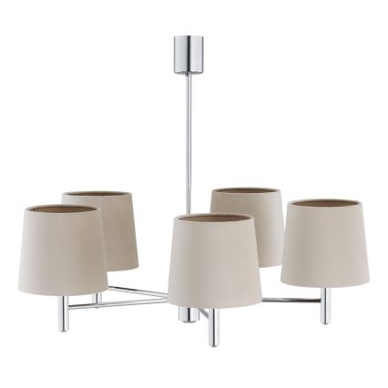 Brilagi - rúdra szerelt csillár MONTE 5xE27/60W/230V bézs/fényes króm