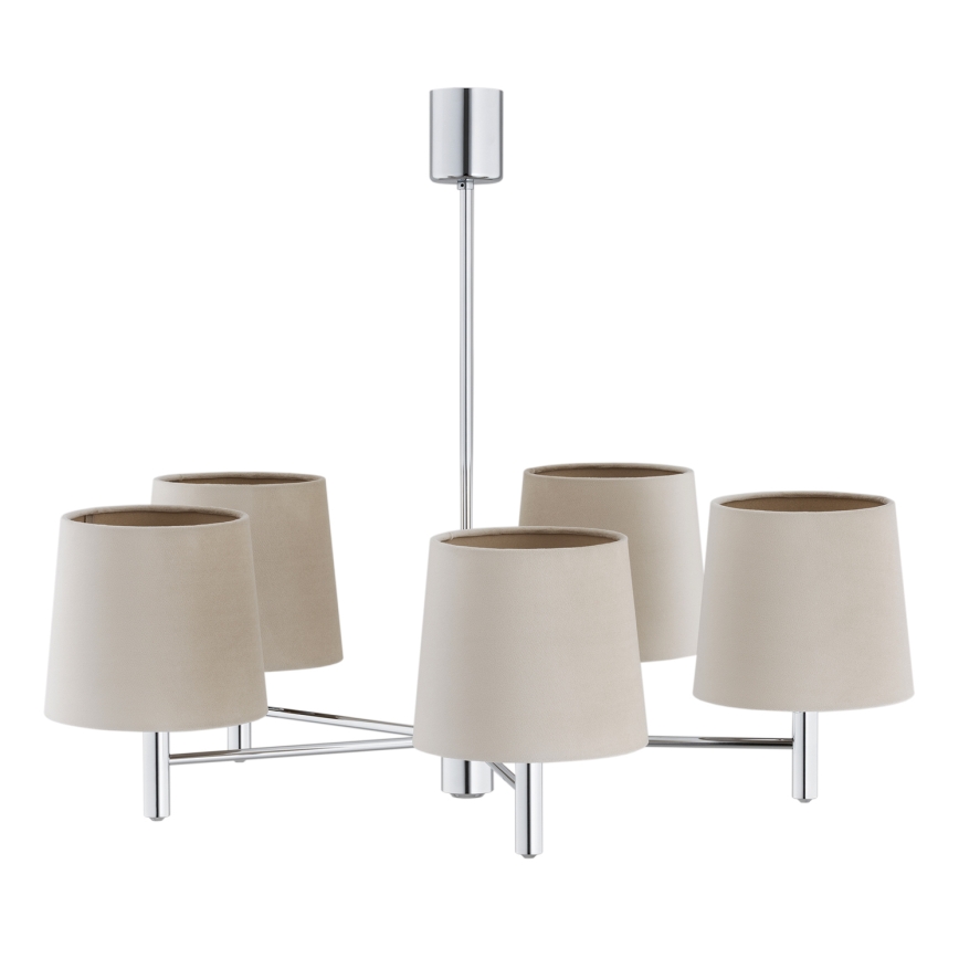 Brilagi - rúdra szerelt csillár MONTE 5xE27/60W/230V bézs/fényes króm