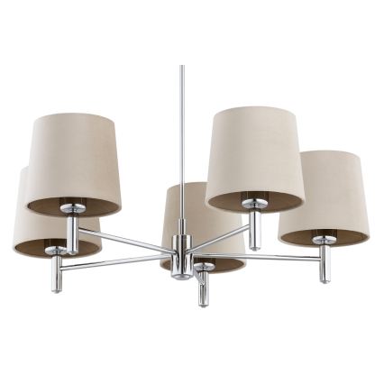 Brilagi - rúdra szerelt csillár MONTE 5xE27/60W/230V bézs/fényes króm