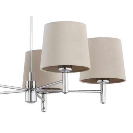 Brilagi - rúdra szerelt csillár MONTE 5xE27/60W/230V bézs/fényes króm