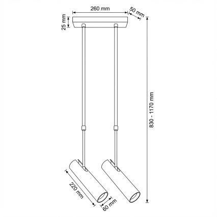 Brilagi - Rúdra szerelt csillár SELE 2xGU10/30W/230V bézs