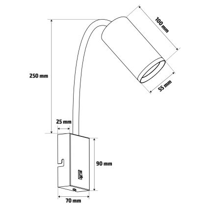 Brilagi - Rugalmas fali lámpa SELE 1xGU10/30W/230V fehér