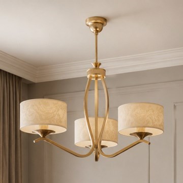 Brilagi - SAPHIRE rúdtartós csillár 3xE27/15W/230V Ø 66 cm krémszínű/arany/patina