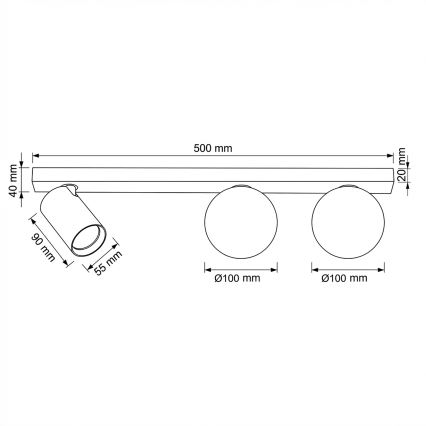 Brilagi - SELE BALL spotlámpa 1xGU10/30W/230V + 2xG9/10W fekete