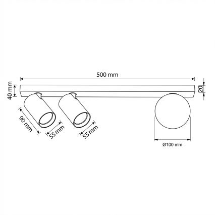 Brilagi - SELE BALL spotlámpa 2xGU10/30W/230V + 1xG9/10W fekete
