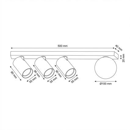 Brilagi - SELE BALL spotlámpa 3xGU10/30W/230V + 1xG9/10W fekete