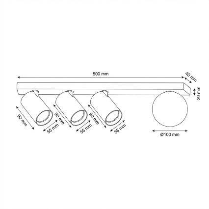 Brilagi - SELE BALL spotlámpa 3xGU10/30W/230V + 1xG9/10W fekete