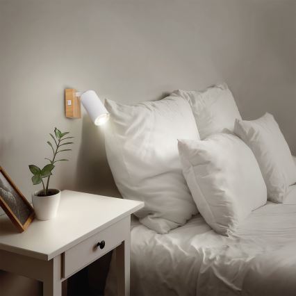 Brilagi - SELE fali spotlámpa 1xGU10/30W/230V fehér/tölgy dekor