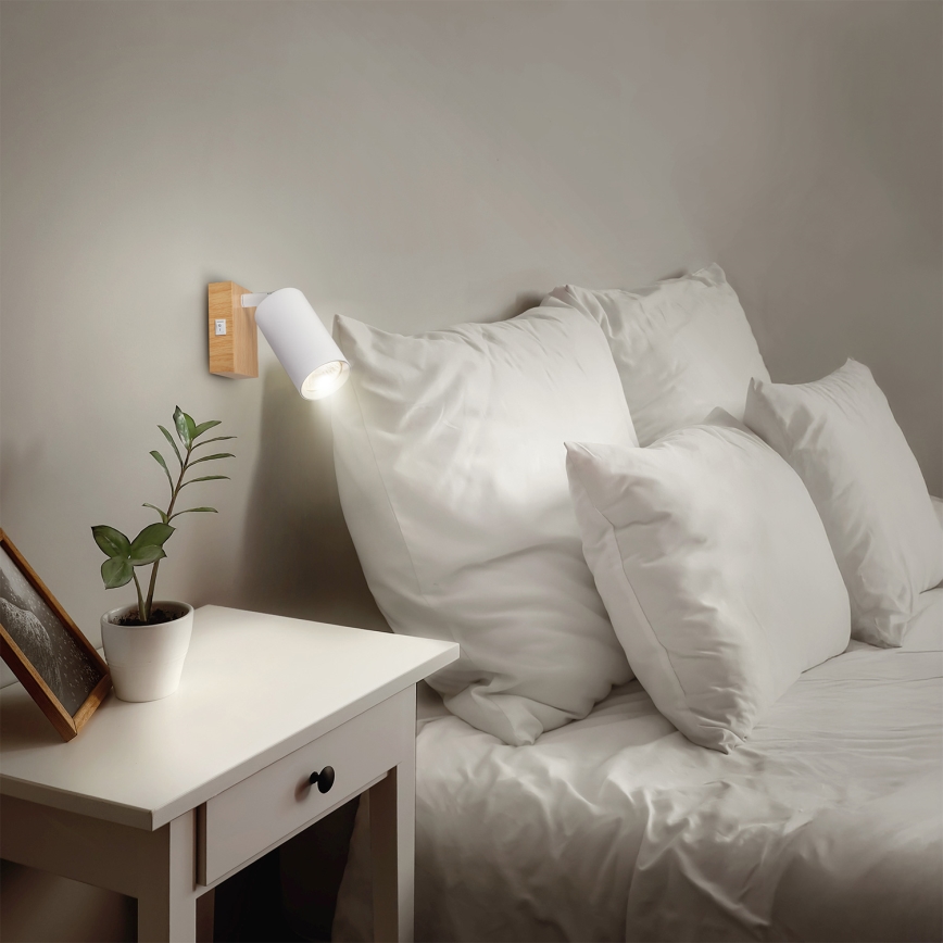 Brilagi - SELE fali spotlámpa 1xGU10/30W/230V fehér/tölgy dekor