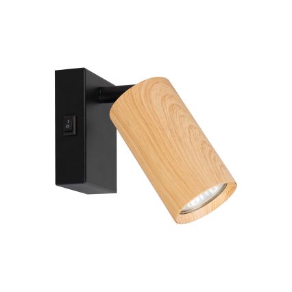 Brilagi - SELE fali spotlámpa kapcsolóval 1xGU10/30W/230V fekete/tölgy dekor