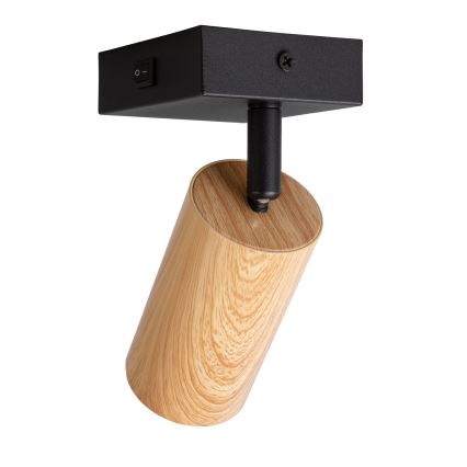 Brilagi - SELE fali spotlámpa kapcsolóval 1xGU10/30W/230V fekete/tölgy dekor
