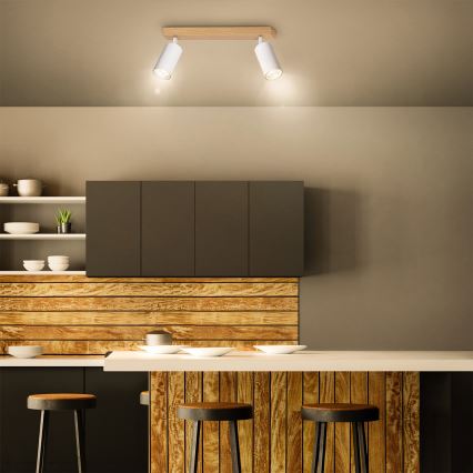 Brilagi - SELE spotlámpa 2xGU10/30W/230V fehér/tölgy dekor