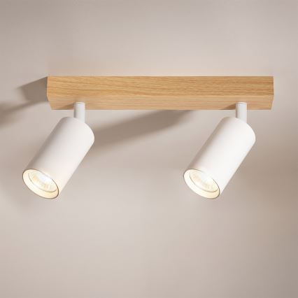 Brilagi - SELE spotlámpa 2xGU10/30W/230V fehér/tölgy dekor