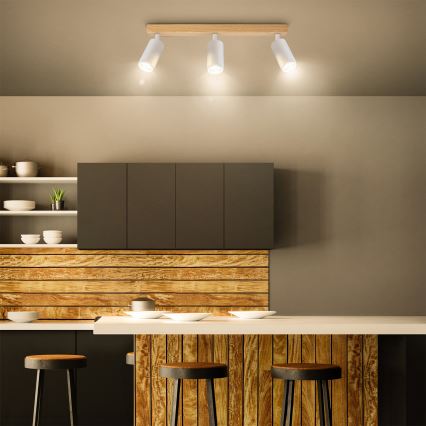 Brilagi - SELE spotlámpa 3xGU10/30W/230V fehér/tölgy dekor
