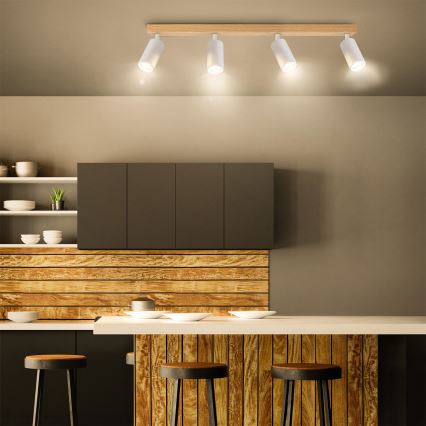 Brilagi - SELE spotlámpa 4xGU10/30W/230V fehér/tölgy dekor