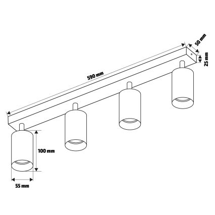 Brilagi - SELE spotlámpa 4xGU10/30W/230V fehér/tölgy dekor