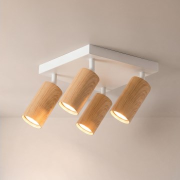 Brilagi - SELE SQUARE spotlámpa 4xGU10/30W/230V fehér/tölgy dekor