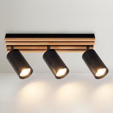 Brilagi - SELE WOOD spotlámpa 3xGU10/30W/230V fekete/fa