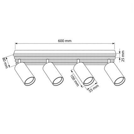 Brilagi - SELE WOOD spotlámpa 4xGU10/30W/230V fekete/fa