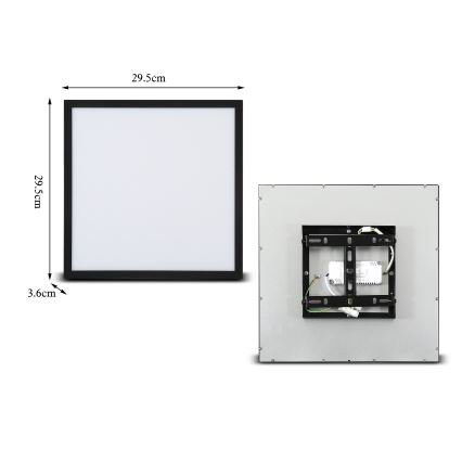 Brilagi - SLIMFRAME fényerőszabályozható LED mennyezeti lámpatest LED/25W/230V 30x30 cm 3000-6000K fekete + távirányító