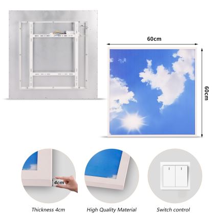 Brilagi - SLIMFRAME SKY LED mennyezeti lámpatest 58W/230V 60x60 cm ezüst/kék