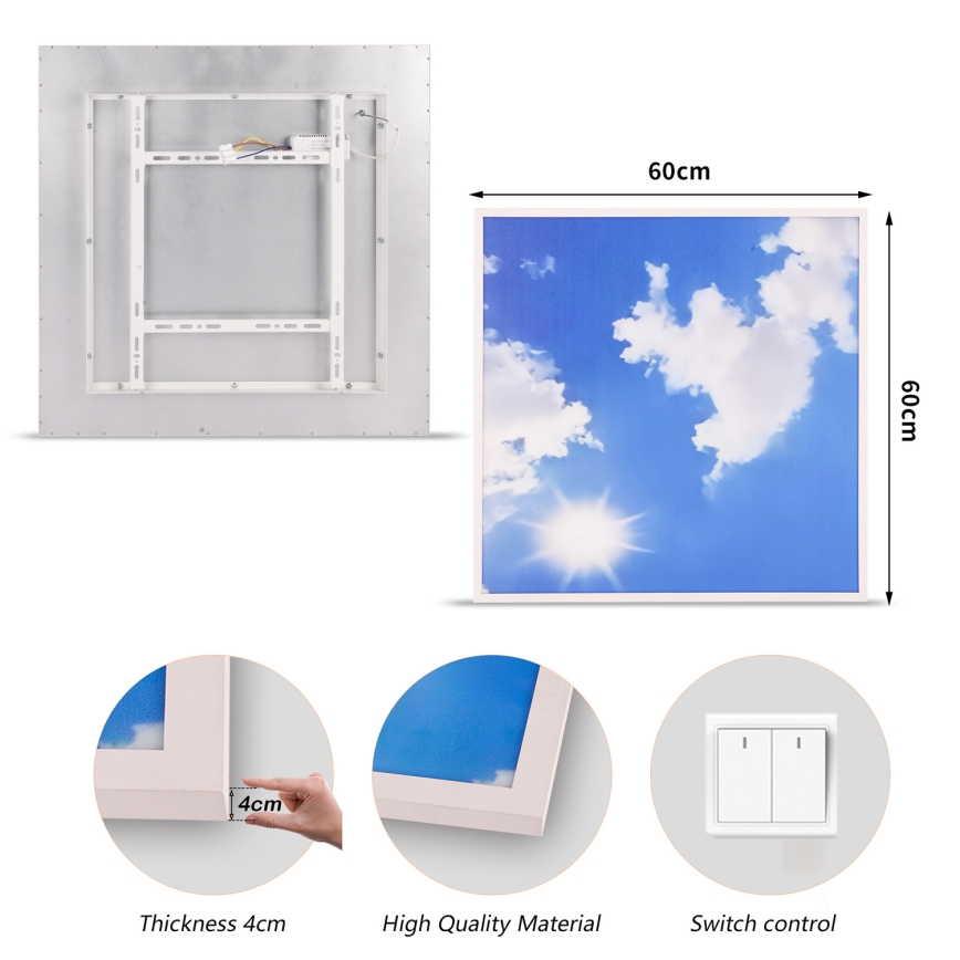 Brilagi - SLIMFRAME SKY LED mennyezeti lámpatest 58W/230V 60x60 cm ezüst/kék