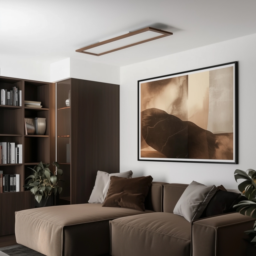 Brilagi - LED Fényerőszabályozható mennyezeti lámpa SLIMFRAME WOOD LED/58W/230V 124x34 cm 3000-6000K sötétbarna + távirányító