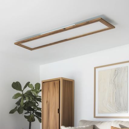 Brilagi - Dimmelhető mennyezeti lámpa SLIMFRAME WOOD LED/58W/230V 124x33,7 cm 3000-6000K barna + távirányító