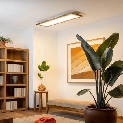 Brilagi - Dimmelhető mennyezeti lámpa SLIMFRAME WOOD LED/58W/230V 124x33,7 cm 3000-6000K barna + távirányító