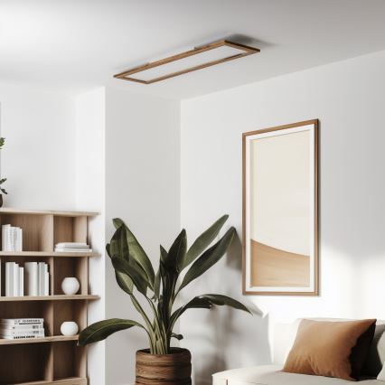 Brilagi - Dimmelhető mennyezeti lámpa SLIMFRAME WOOD LED/58W/230V 124x33,7 cm 3000-6000K barna + távirányító