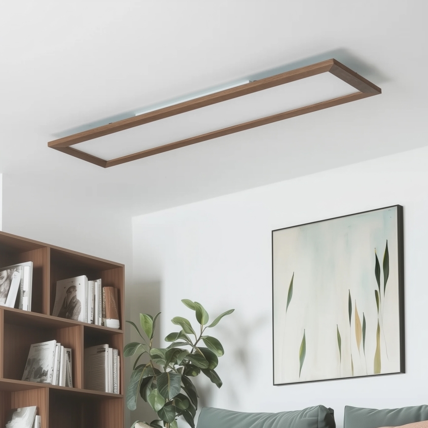 Brilagi - LED dimmelhető mennyezeti lámpa SLIMFRAME WOOD LED/58W/230V 124x34 cm 3000-6000K sötétbarna + távirányító