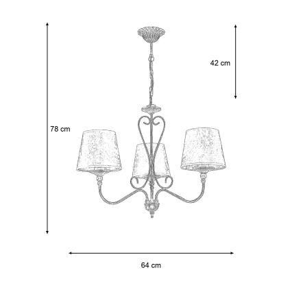 Brilagi - SONIA láncra akasztható csillár 3xE27/15W/230V Ø 64 cm krémszínű/patina