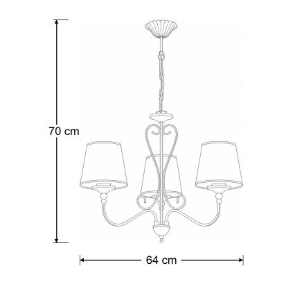 Brilagi - SONIA láncra akasztható csillár 3xE27/15W/230V Ø 64 cm krémszínű/patina