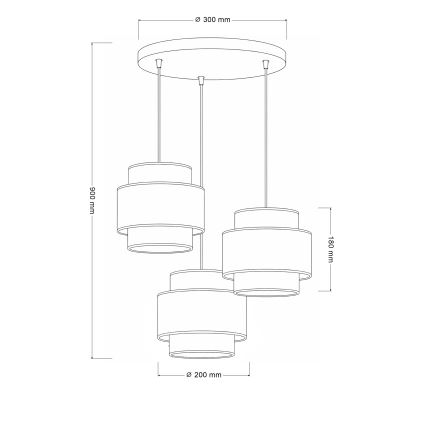 Brilagi - SPACE kábeles függeszték 3x E27/60W/230V, átm. 40 cm, bézs/krém