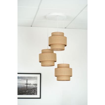 Brilagi - Függeszték SPACE YUTE 3xE27/15W/230V bézs/fehér, kábelre szerelhető