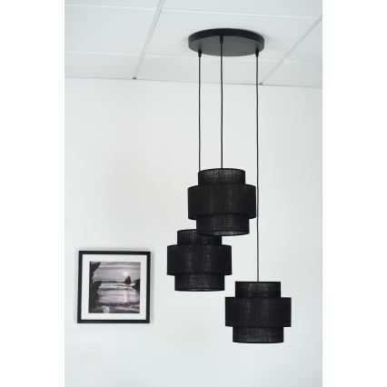 Brilagi - Függeszték SPACE YUTE 3xE27/15W/230V fekete, kábelre szerelhető