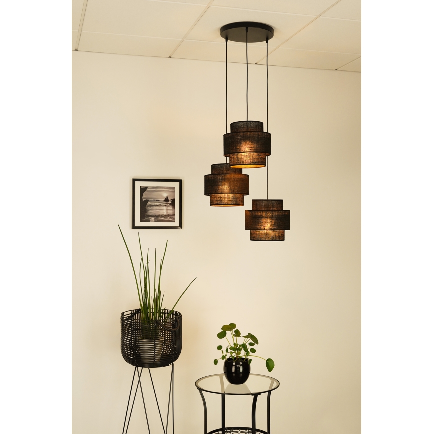 Brilagi - Függeszték SPACE YUTE 3xE27/15W/230V fekete, kábelre szerelhető