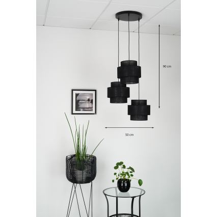 Brilagi - Függeszték SPACE YUTE 3xE27/15W/230V fekete, kábelre szerelhető