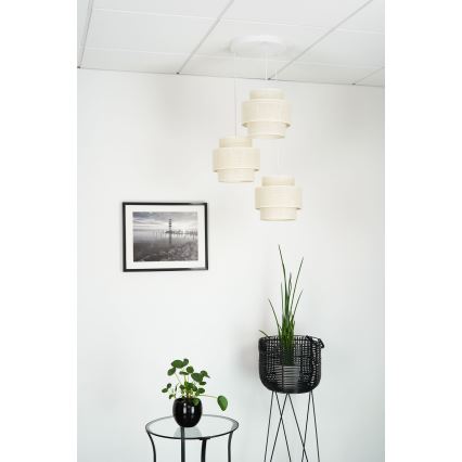 Brilagi - Függeszték SPACE YUTE 3xE27/15W/230V krémszínű/fehér, kábelre szerelhető