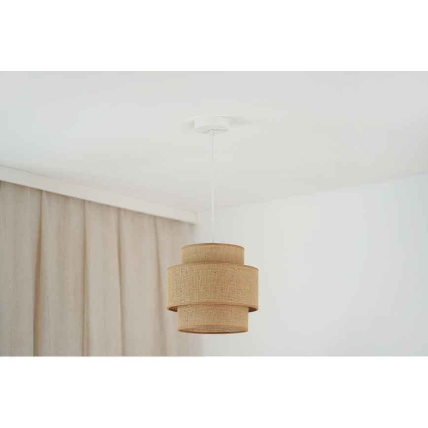 Brilagi - Függeszték SPACE YUTE 1xE27/15W/230V, 25 cm átmérő, bézs/fehér