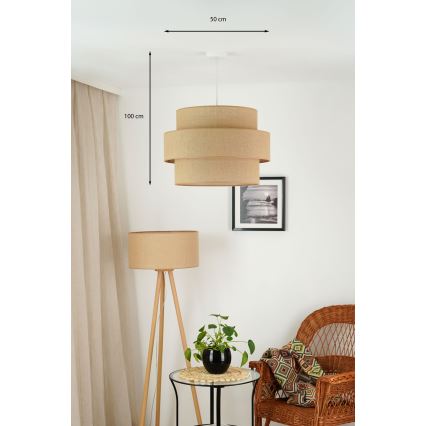 Brilagi - Függeszték SPACE YUTE kábelre 1xE27/15W/230V átm. 50 cm bézs/fehér