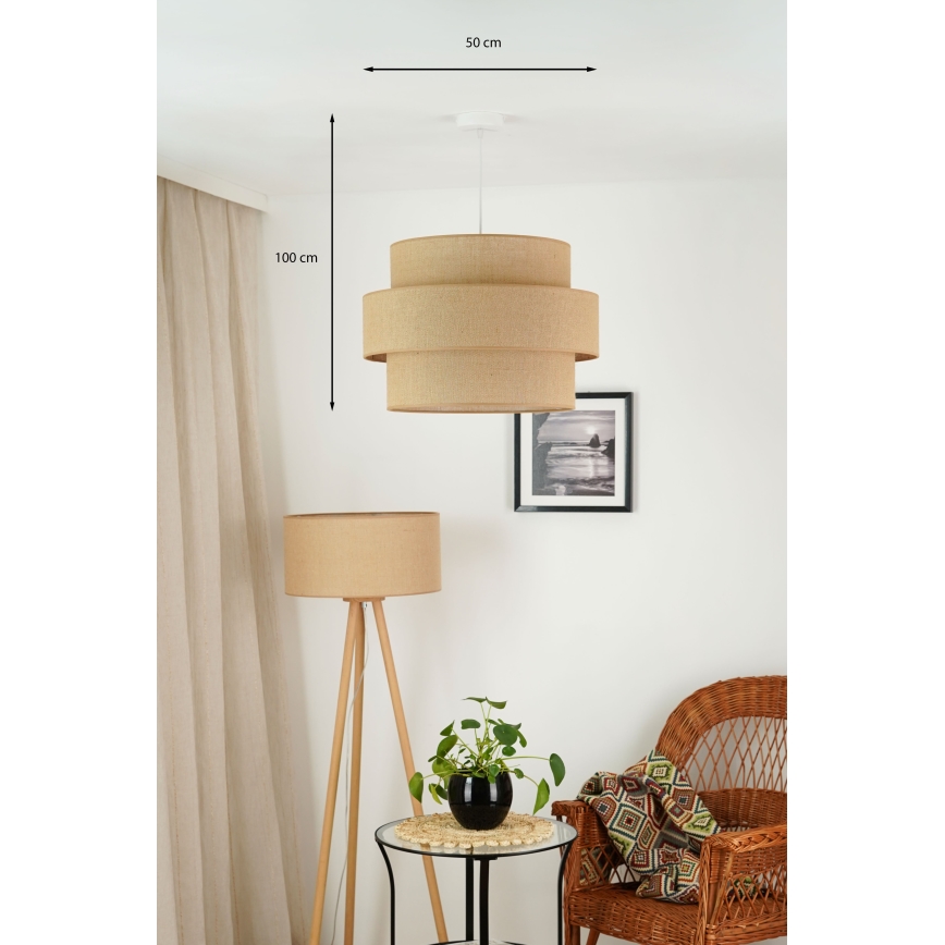 Brilagi - Függeszték SPACE YUTE kábelre 1xE27/15W/230V átm. 50 cm bézs/fehér
