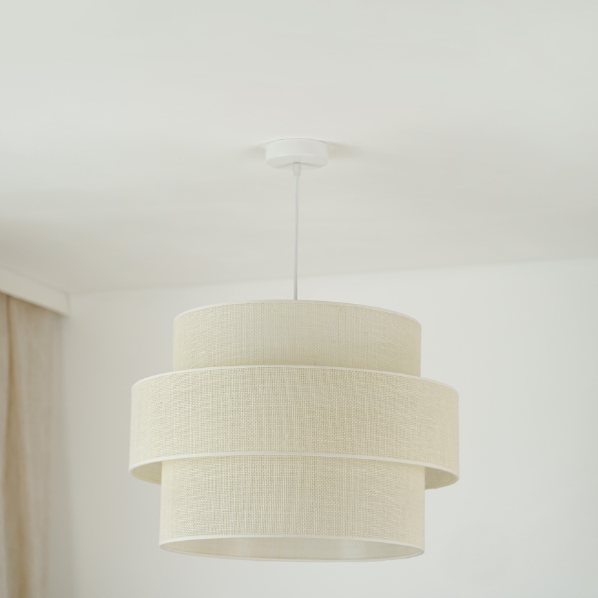 Brilagi - Függeszték SPACE YUTE 1xE27/15W/230V, 50 cm átmérő, krémszínű/fehér