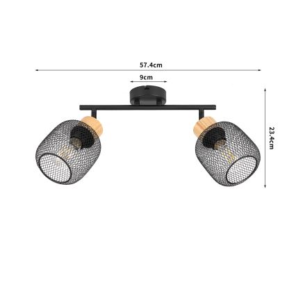 Brilagi - Spotlámpa BASKLITE 2xE27/15W/230V fa/fekete