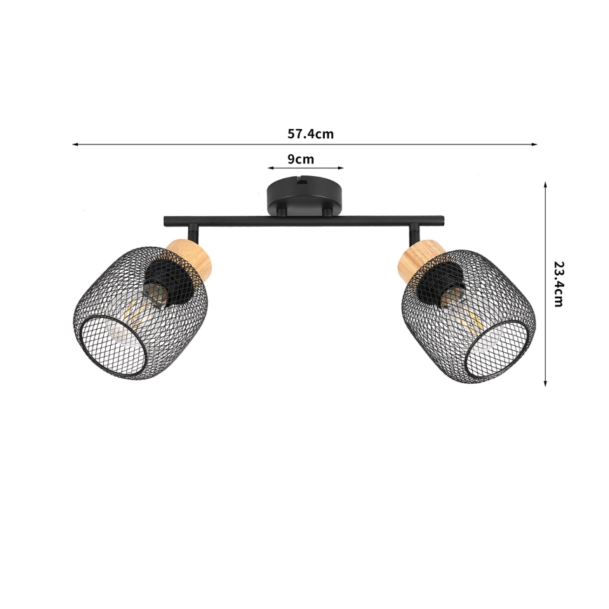Brilagi - Spotlámpa BASKLITE 2xE27/15W/230V fa/fekete