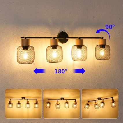 Brilagi - Spotlámpa BASKLITE 4xE27/15W/230V fa/fekete